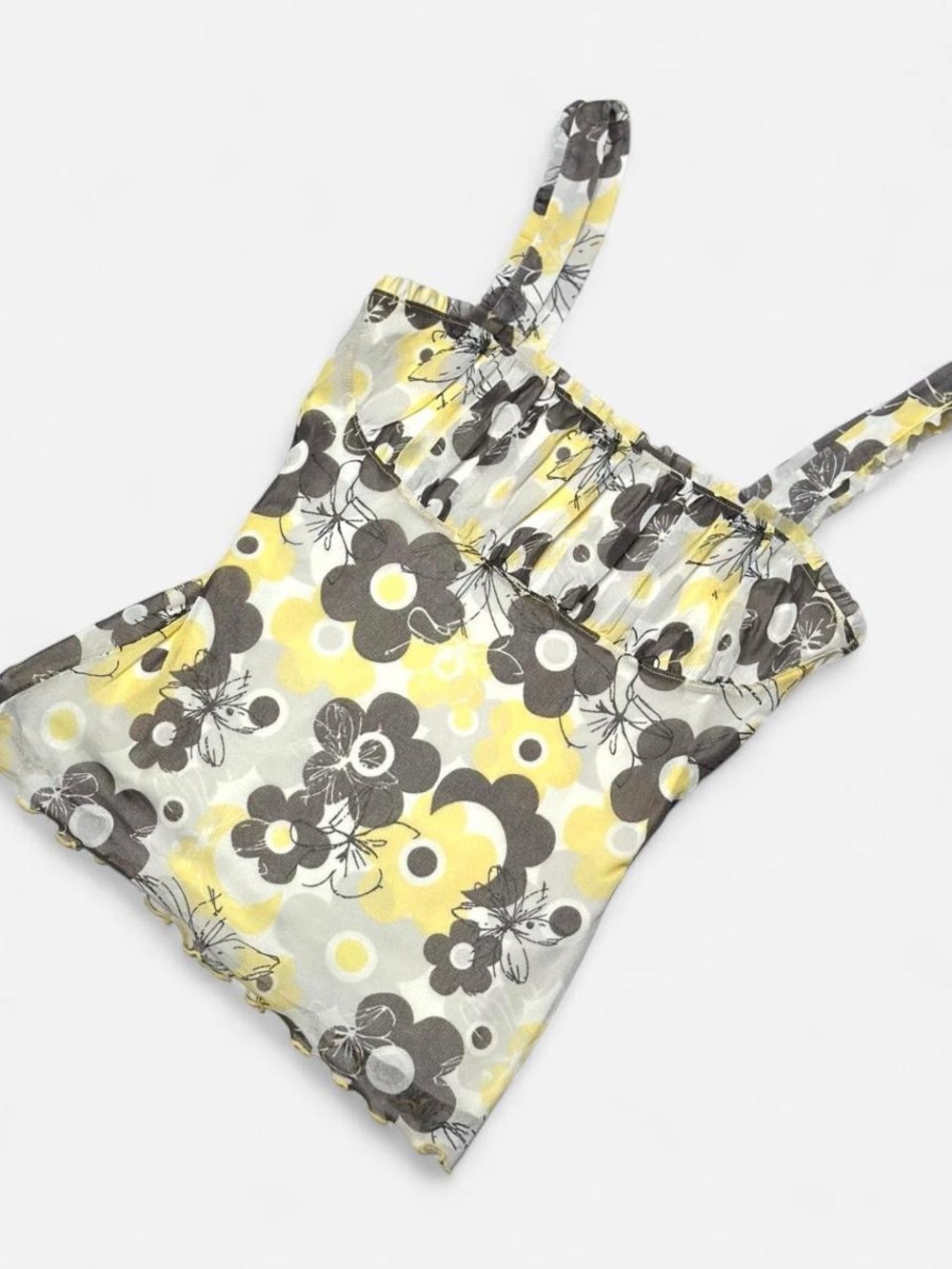 Vintage Y2K Fairy Cami, Yellow Floral, Size Small